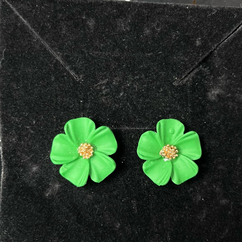 Green Floral Earrings